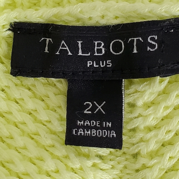 Talbots Plus Solid Citrus Honey Shaker Stitch Sweater 2X Pima Cotton Long Top - Picture 11 of 13